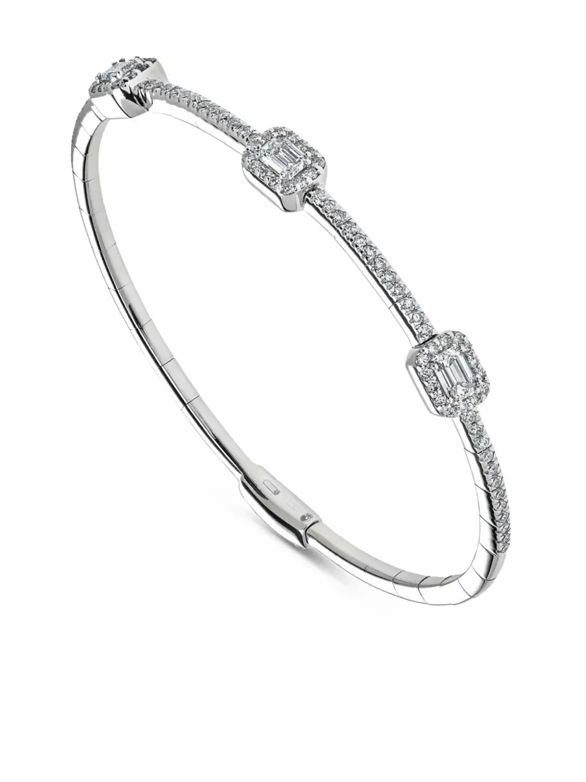 Jewels Aficionado 18Kホワイトゴールド ダイヤモンド バングルブレスレット - 画像2