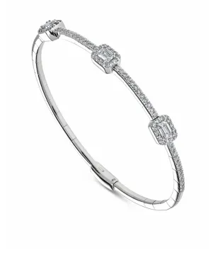 Jewels Aficionado 18Kホワイトゴールド ダイヤモンド バングルブレスレット - サムネイル2
