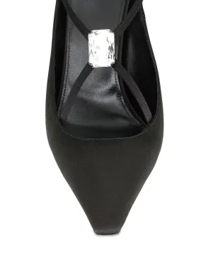 Saint Laurent Harlow クリスタル装飾付きスリングバックパンプス - ブラック - サムネイル3