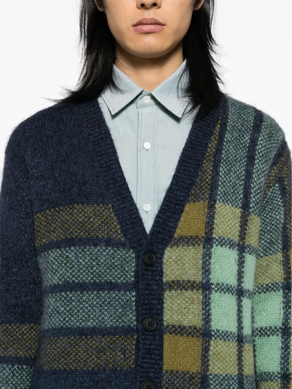 Maison Kitsuné チェック柄インターシャカーディガン - 画像5
