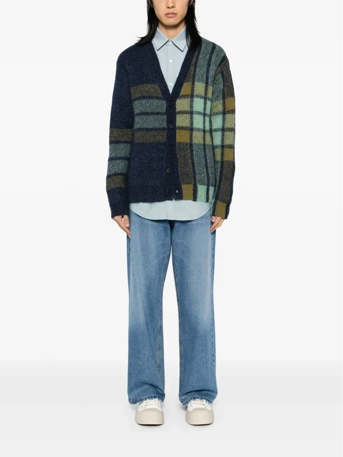 Maison Kitsuné チェック柄インターシャカーディガン - 画像2