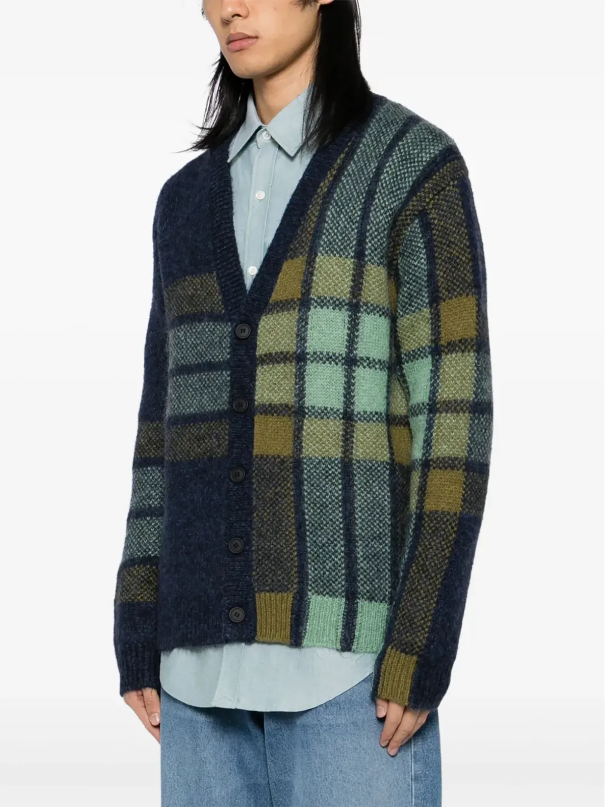 Maison Kitsuné チェック柄インターシャカーディガン - 画像3