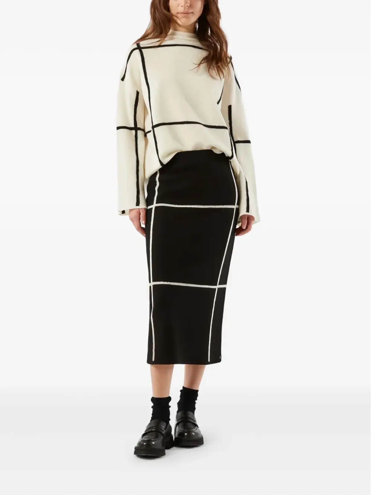 Max Mara グリッド柄ミディスカート - 画像2