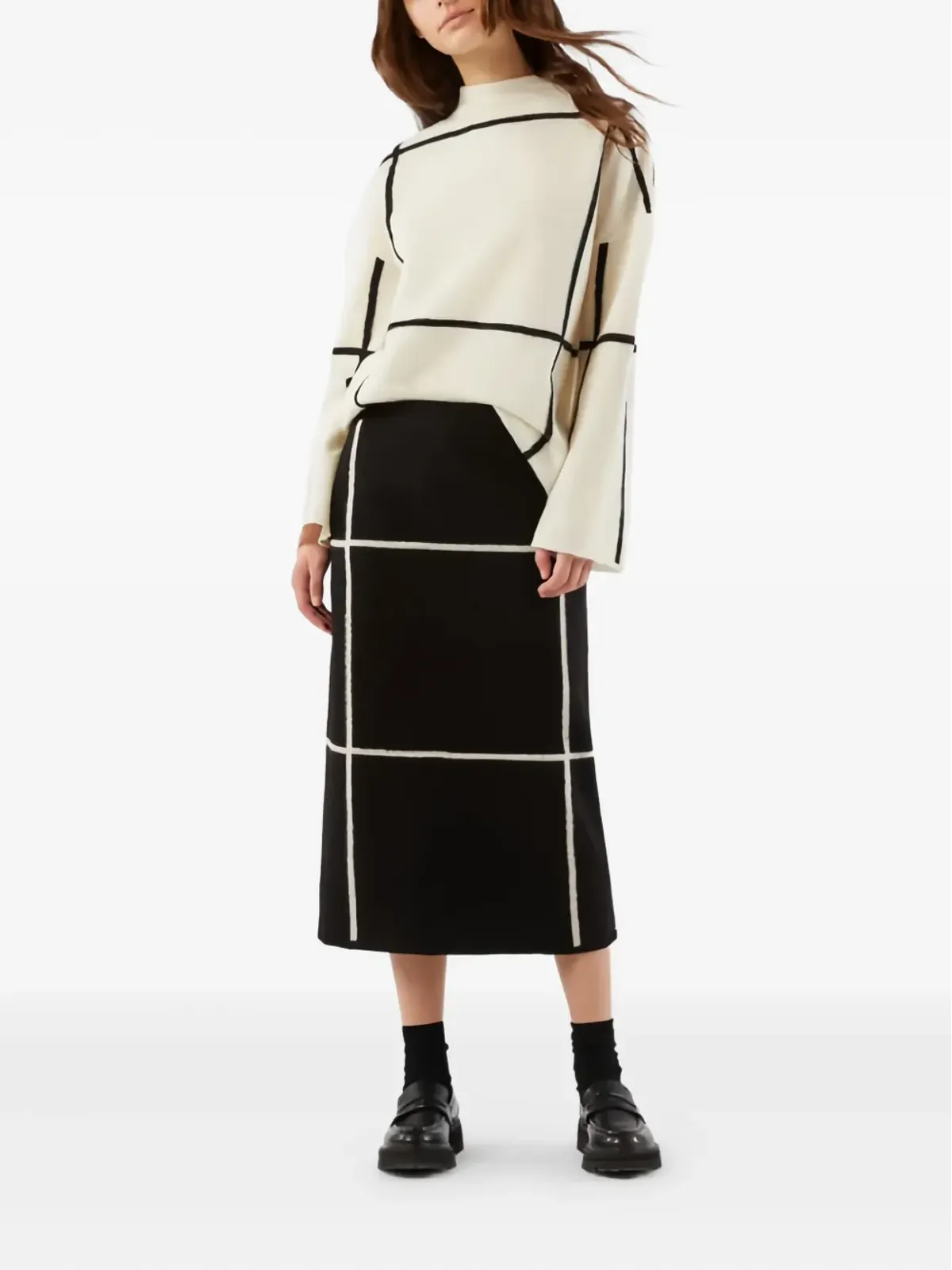 Max Mara グリッド柄ミディスカート - 画像3