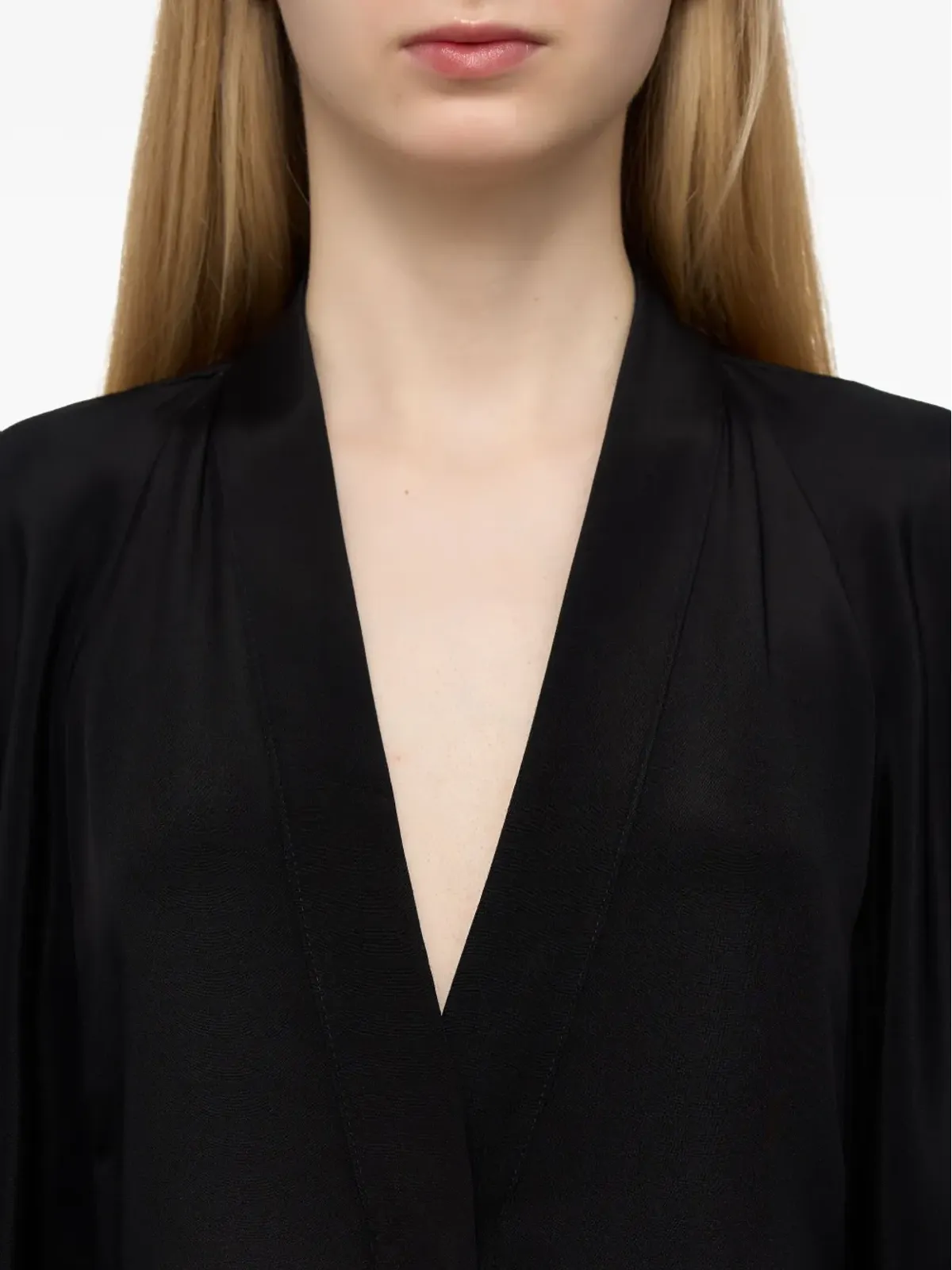 Max Mara Vネックの広袖マキシドレス ブラック - 画像5