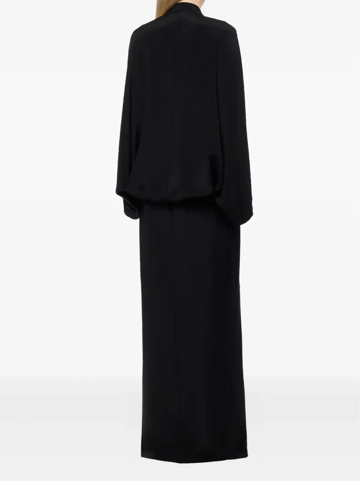 Max Mara Vネックの広袖マキシドレス ブラック - 画像3