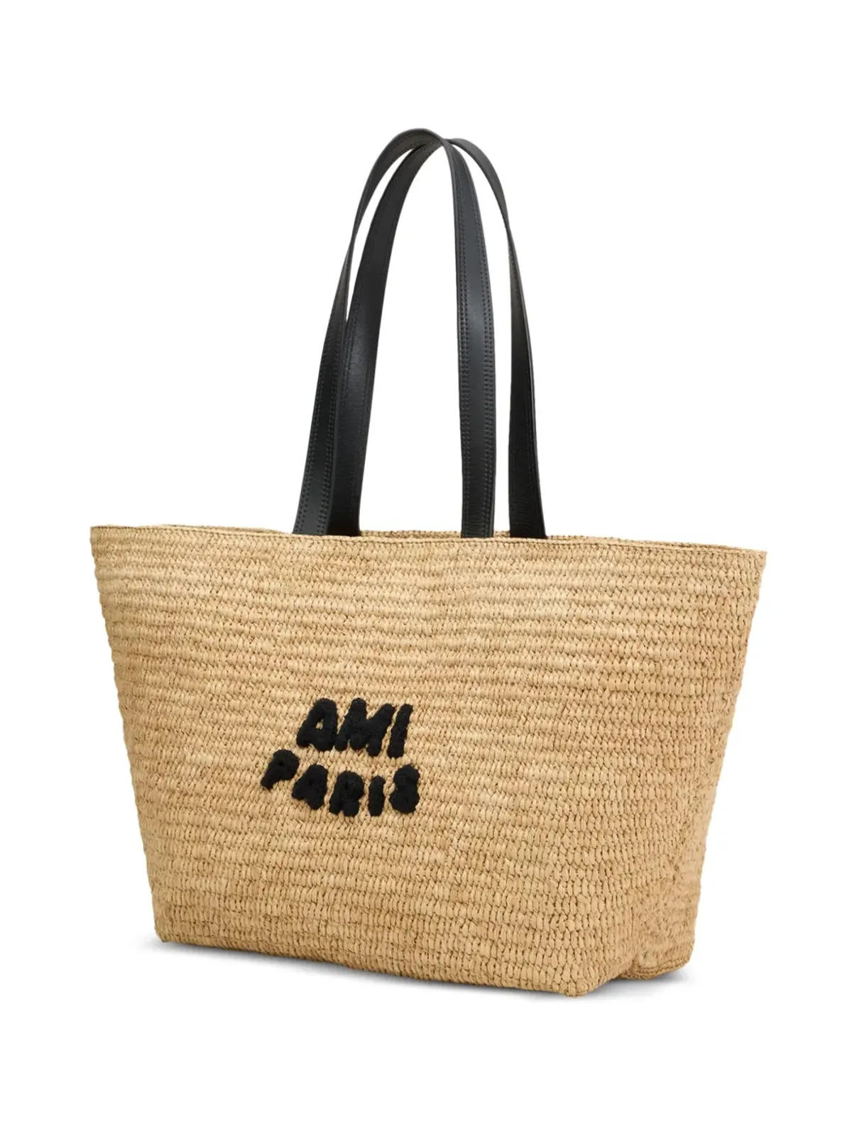 AMI Paris ロゴパッチ ラフィア トートバッグ - 画像5