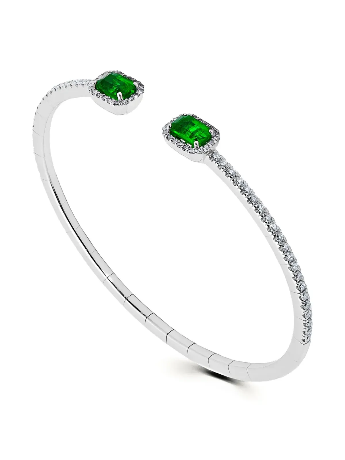 Jewels Aficionado エメラルドとダイヤモンドのカフブレスレット - シルバー - 画像2