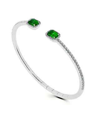 Jewels Aficionado エメラルドとダイヤモンドのカフブレスレット - シルバー - サムネイル2