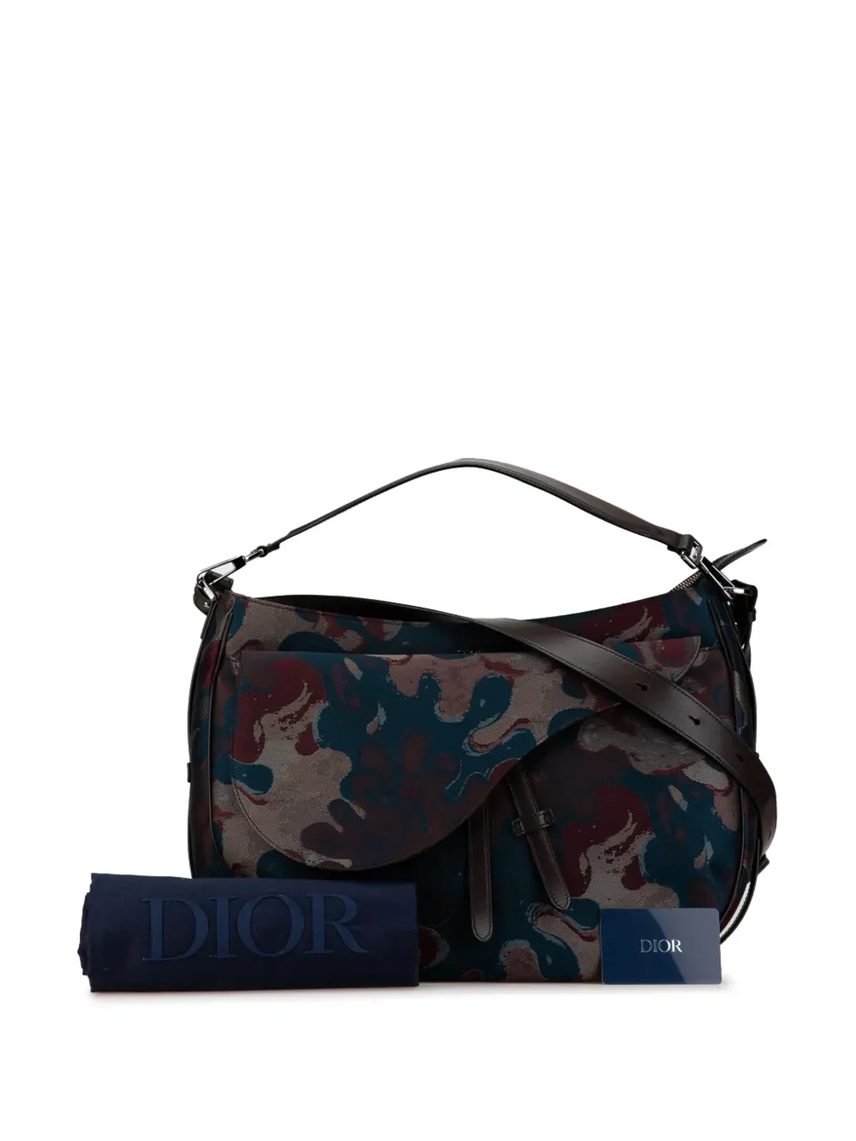 Christian Dior ビンテージ 2021 ピーター・ドイグ キャンバス迷彩 ソフトサドルバッグ サッチェル - ブラウン - 画像2