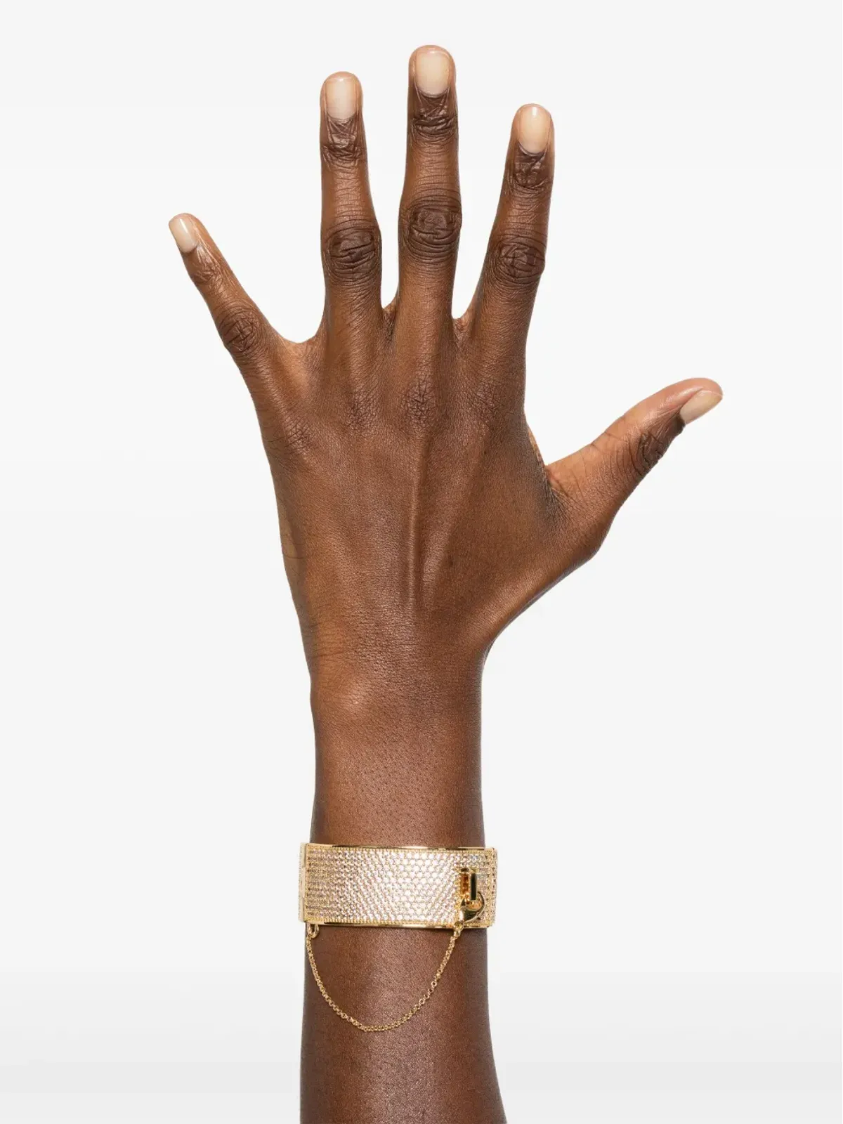 Eddie Borgo 12Kイエローゴールド パヴェ セーフティチェーン カフ - 画像2