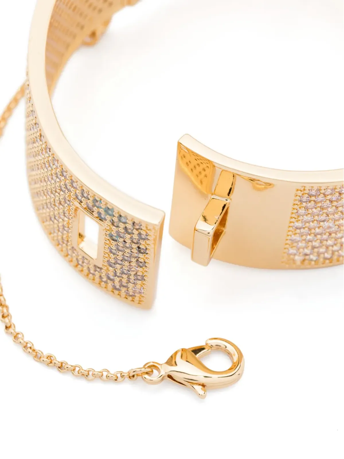 Eddie Borgo 12Kイエローゴールド パヴェ セーフティチェーン カフ - 画像3