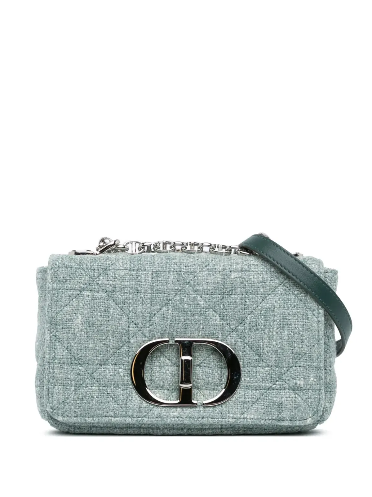 ビンテージ Christian Dior 2022年 スモール ツイード Macrocannage Caro クロスボディバッグ - グリーン - 画像1