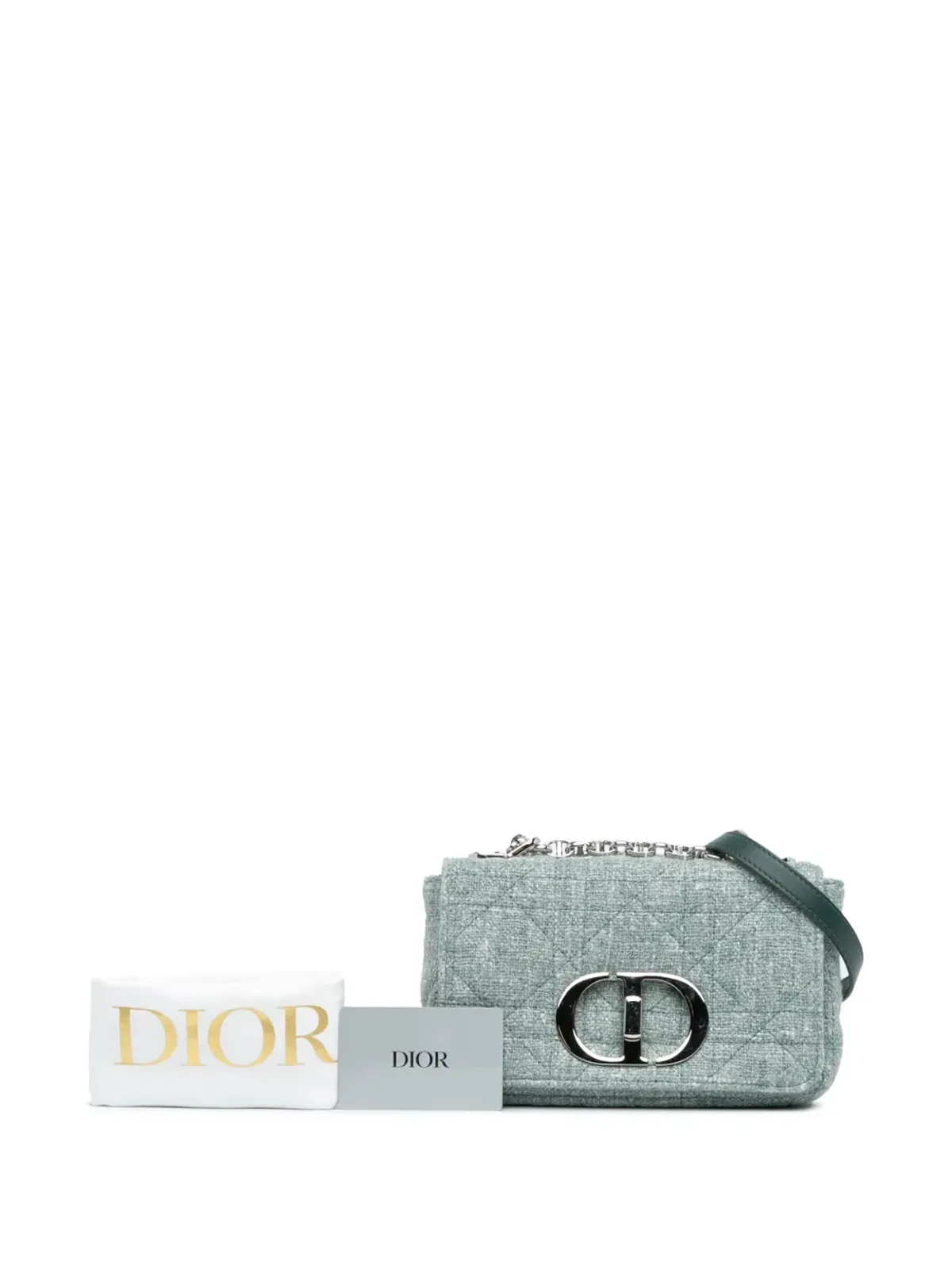 ビンテージ Christian Dior 2022年 スモール ツイード Macrocannage Caro クロスボディバッグ - グリーン - 画像2