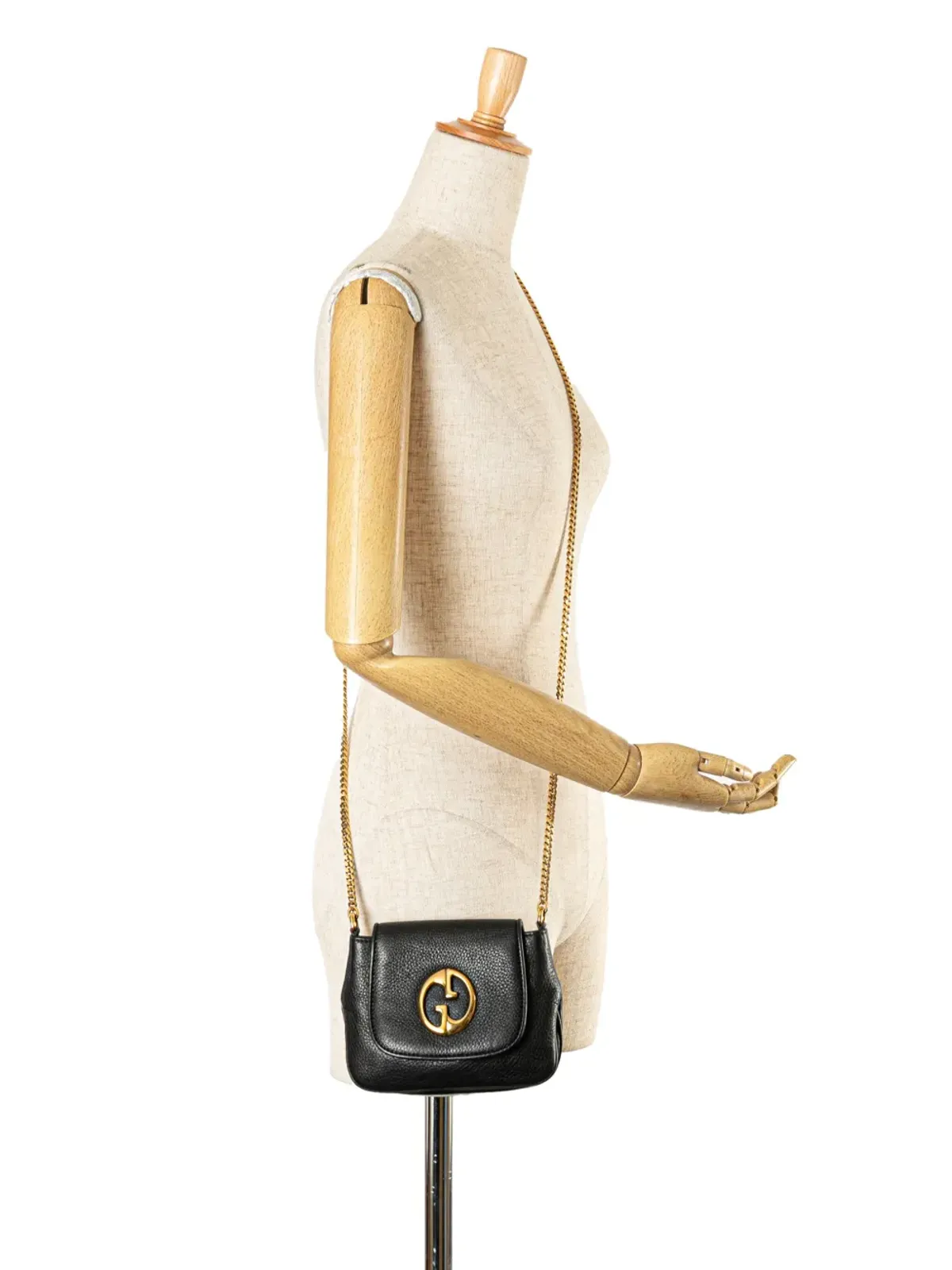 Gucci ビンテージ 2000-2015 小型 レザー 1973 チェーン クロスボディバッグ - ブラック - 画像2