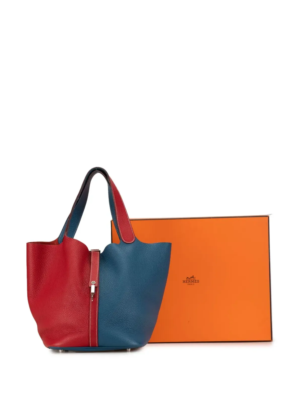 Hermès ビンテージ 2012 バイカラー Clemence Picotin Lock 22 ハンドバッグ - Blue - 画像2