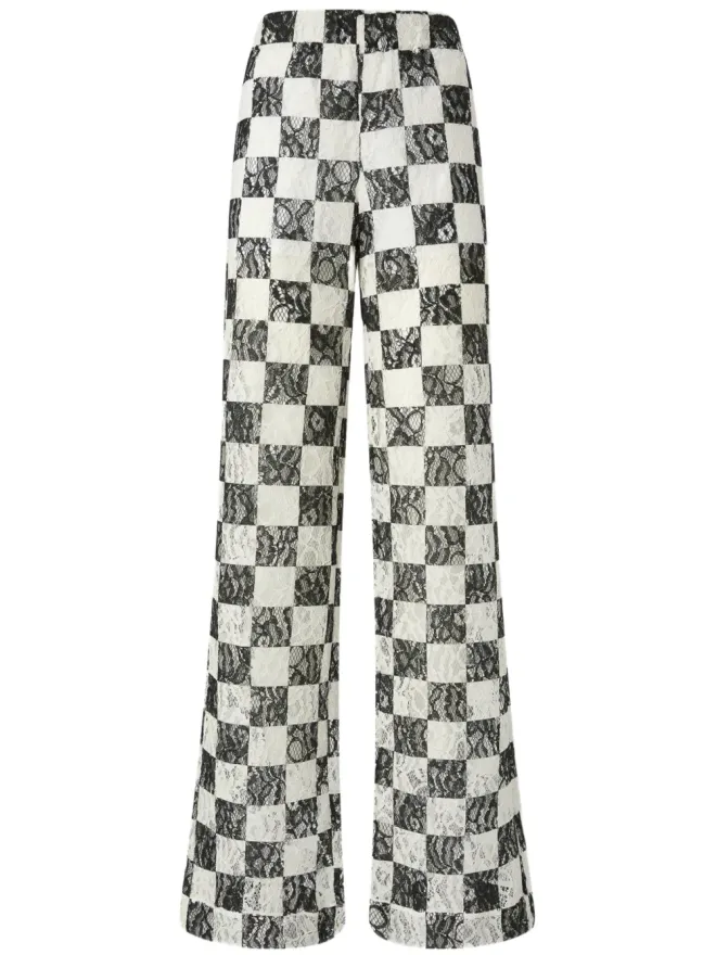 PINKO PINKO チェック柄のワイドパンツ - ホワイトの商品画像