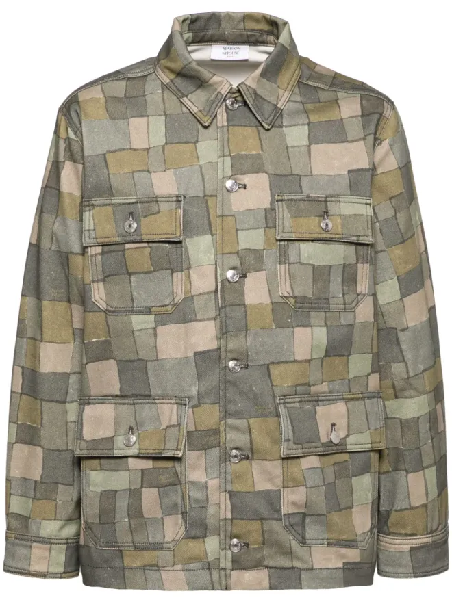 Maison Kitsuné Maison Kitsuné ジオメトリックプリント シャツジャケット - グリーンの商品画像