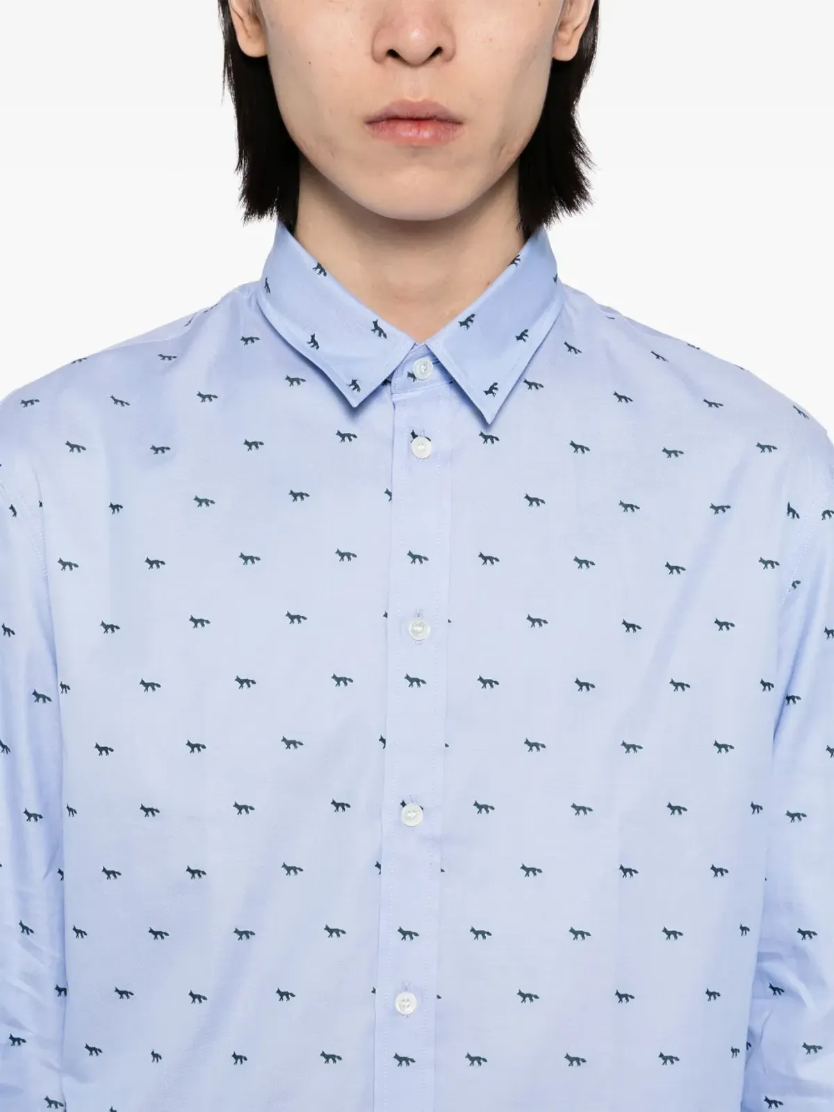 Maison Kitsuné 狐プリントシャツ - ブルー - 画像5