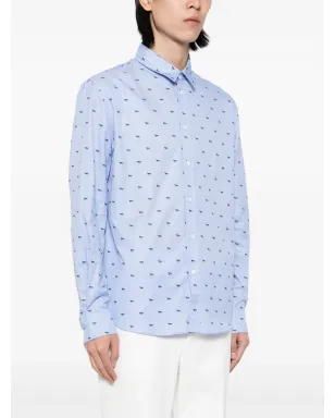Maison Kitsuné 狐プリントシャツ - ブルー - サムネイル3