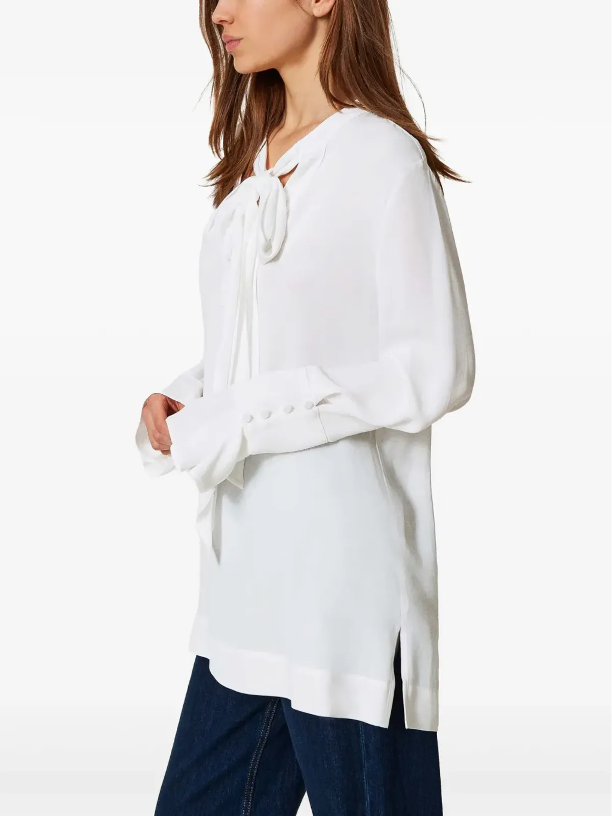 TWINSET クレープ・ド・シャンブレーブラウス - 画像4