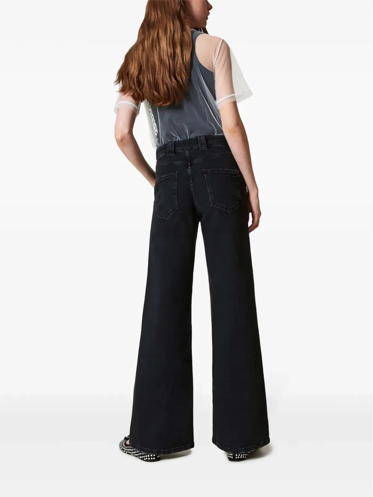 TWINSET プリーツ加工のワイドレッグジーンズ - ブラック - 画像2