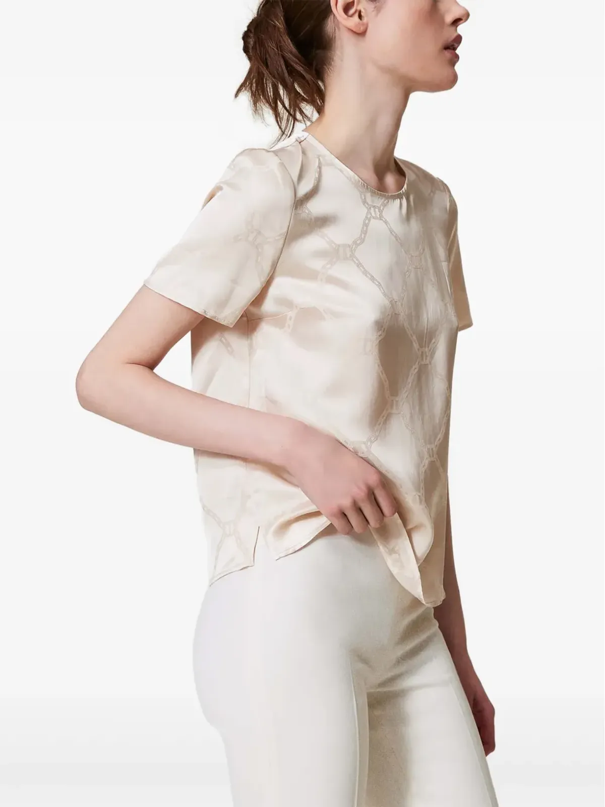 TWINSET オーバル Tジャカード Tシャツ - ホワイト - 画像3