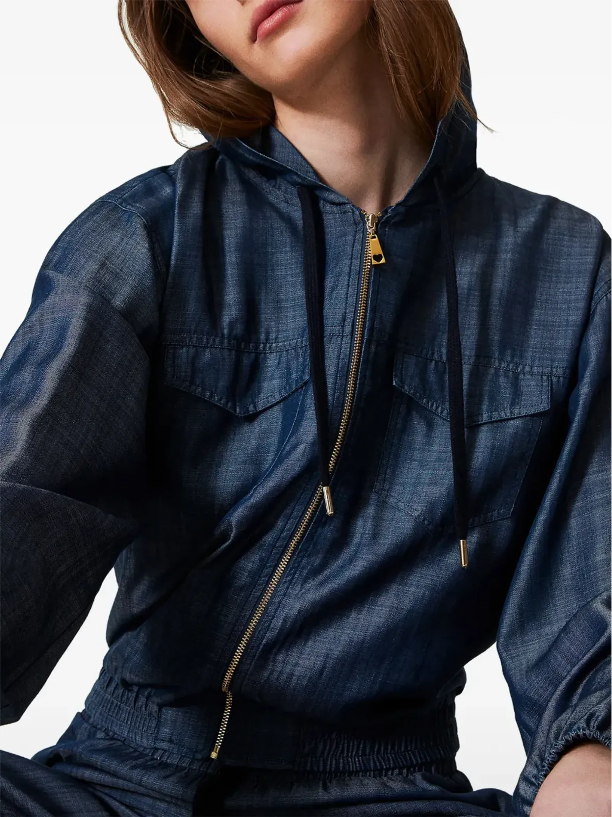 TWINSET フーデッドデニムジャケット ブルー - 画像5