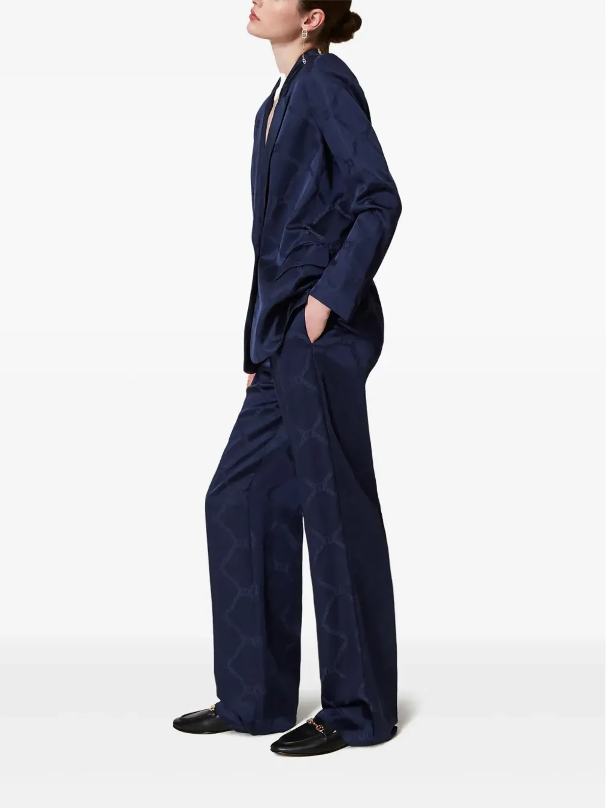 TWINSET オーバルTジャカード パラッツォパンツ - ブルー - 画像3