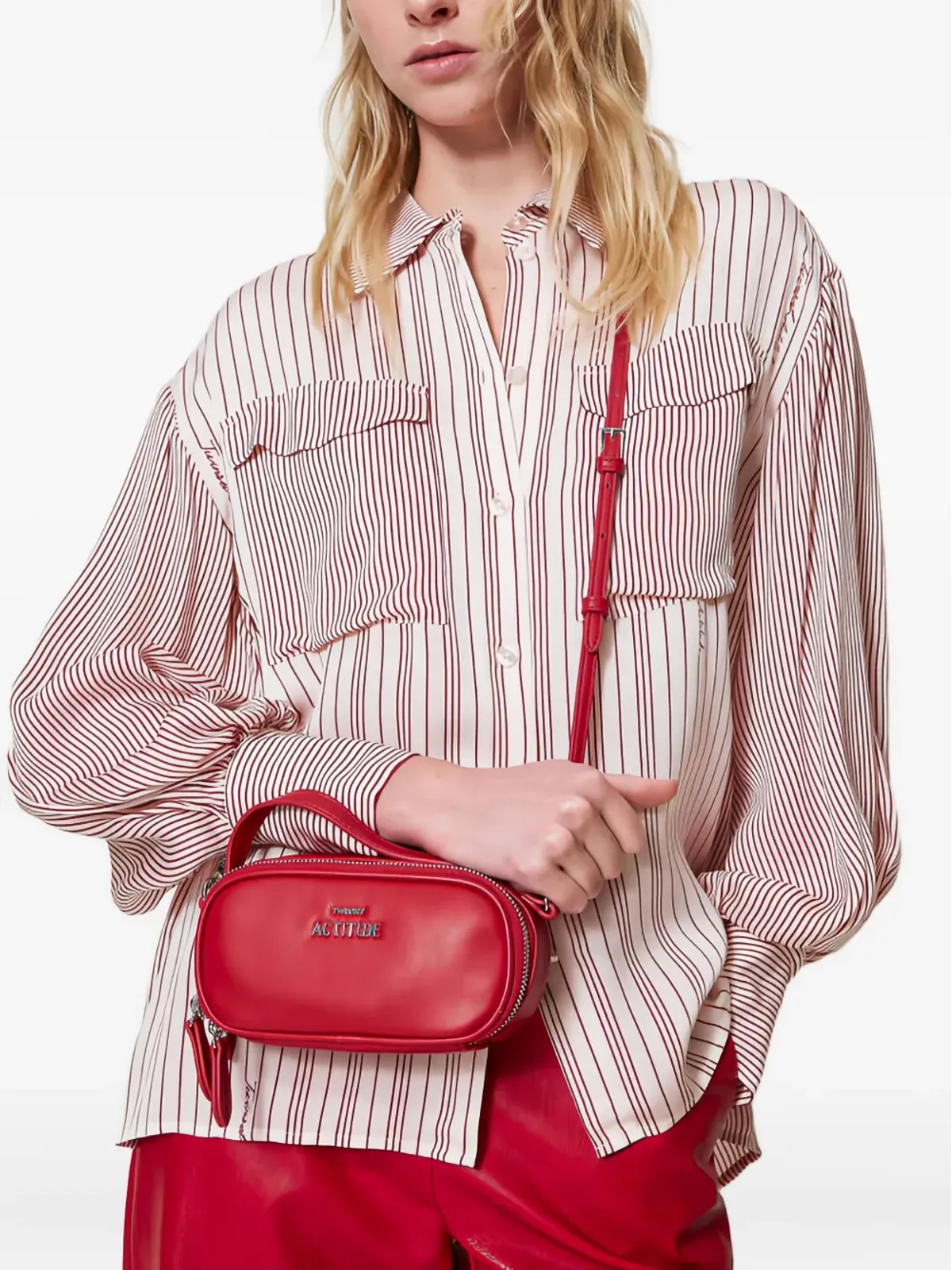 TWINSET オーバル型 ダブルジップ ミニバッグ - レッド - 画像2