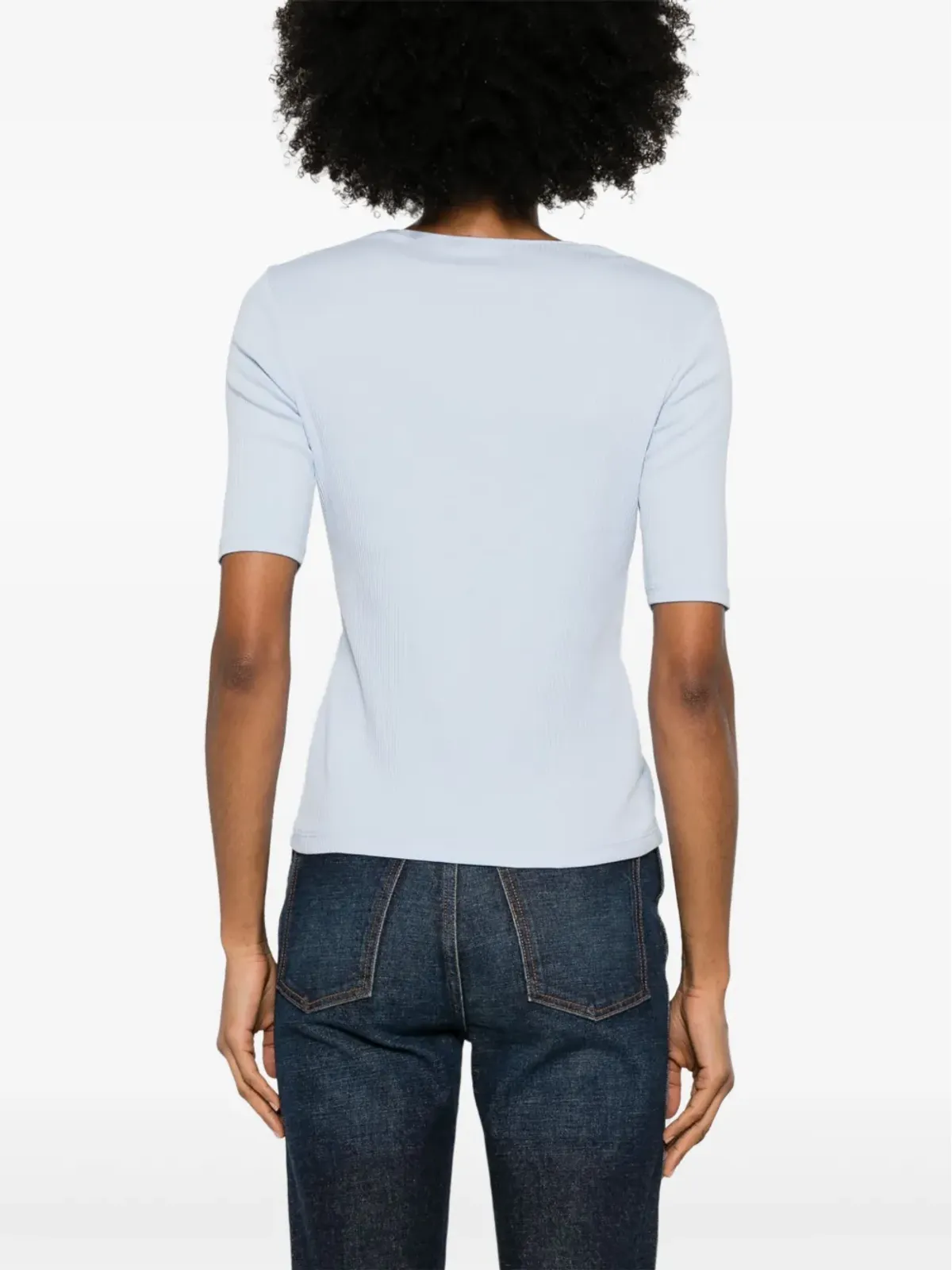 Vince リブ編みコットンTシャツ - ブルー - 画像4