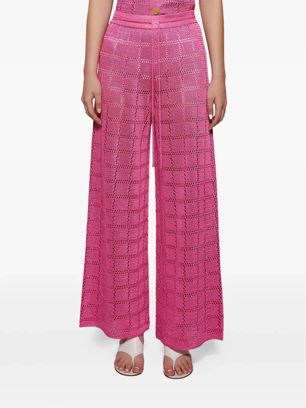Calle Del Mar グリッド柄ドローストリングパンツ - 画像3