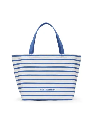 Karl Lagerfeld Ikon Choupette ストライプ トートバッグ - ホワイト - サムネイル3