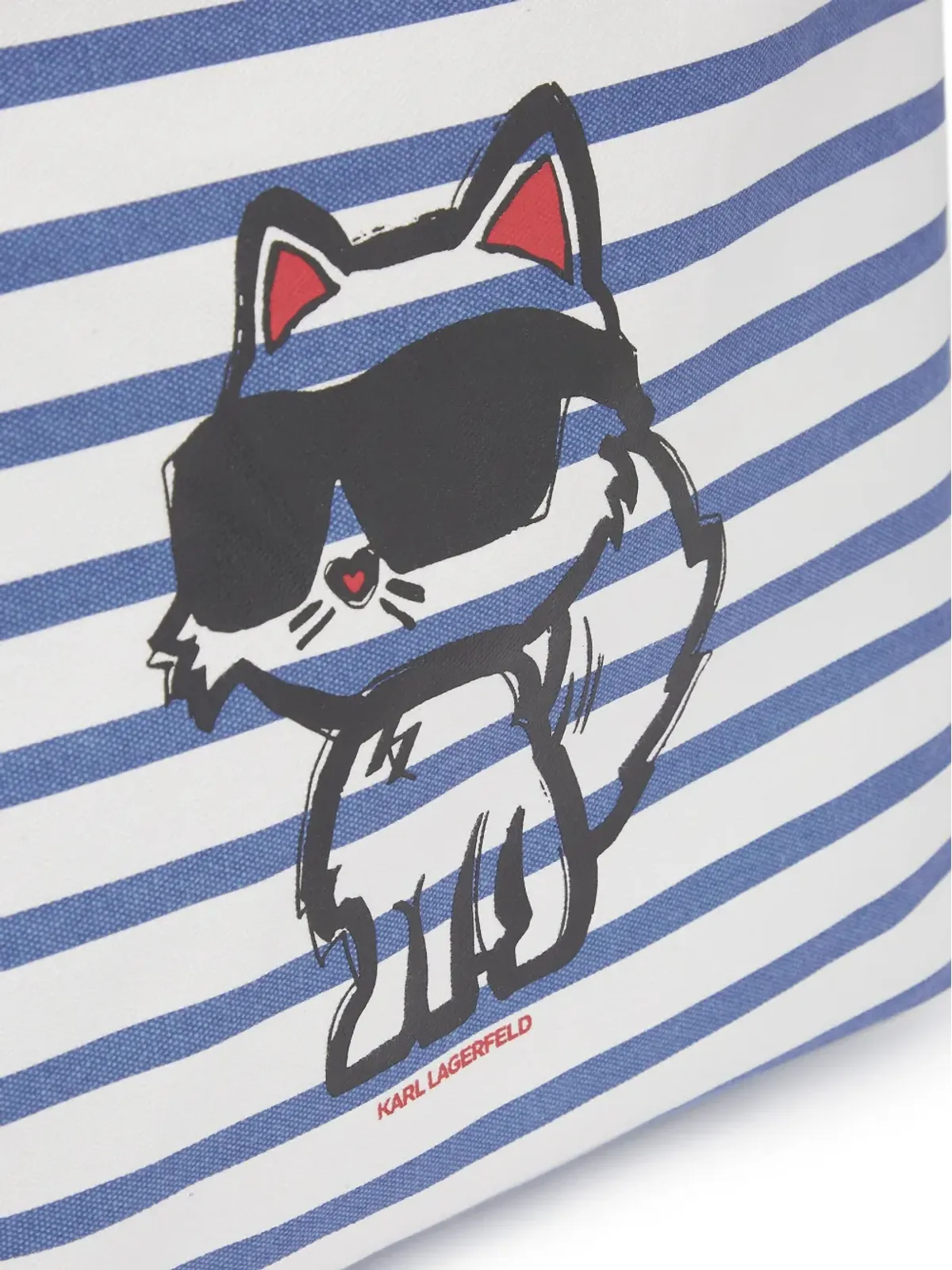 Karl Lagerfeld Ikon Choupette ストライプ トートバッグ - ホワイト - 画像4