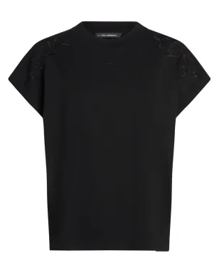 Karl Lagerfeld オーキッド刺繍の Tシャツ - ブラック - サムネイル1
