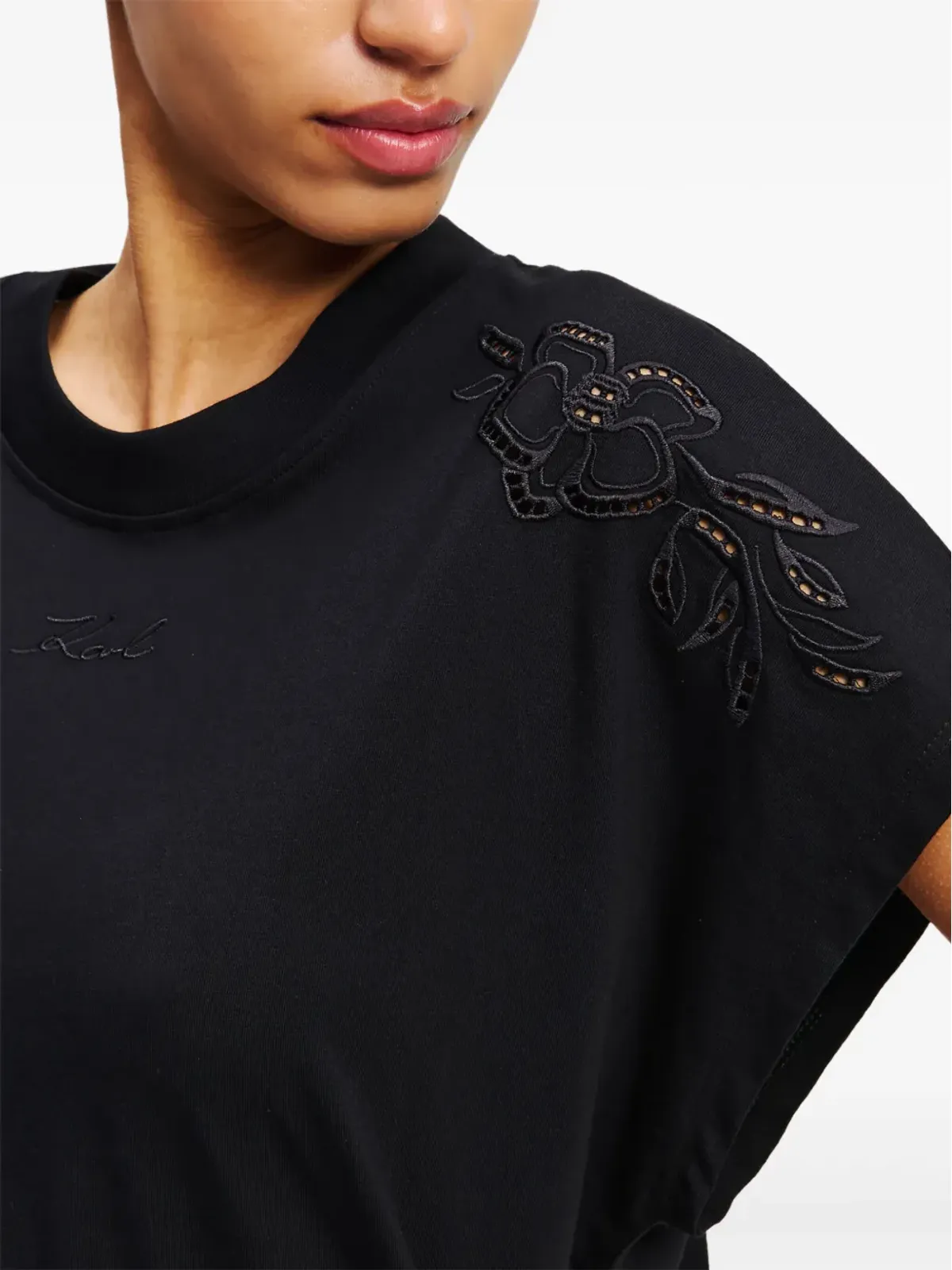 Karl Lagerfeld オーキッド刺繍の Tシャツ - ブラック - 画像5