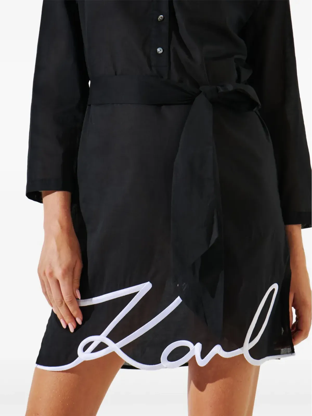 Karl Lagerfeld K/Signature シアーなビーチドレス ブラック - 画像5