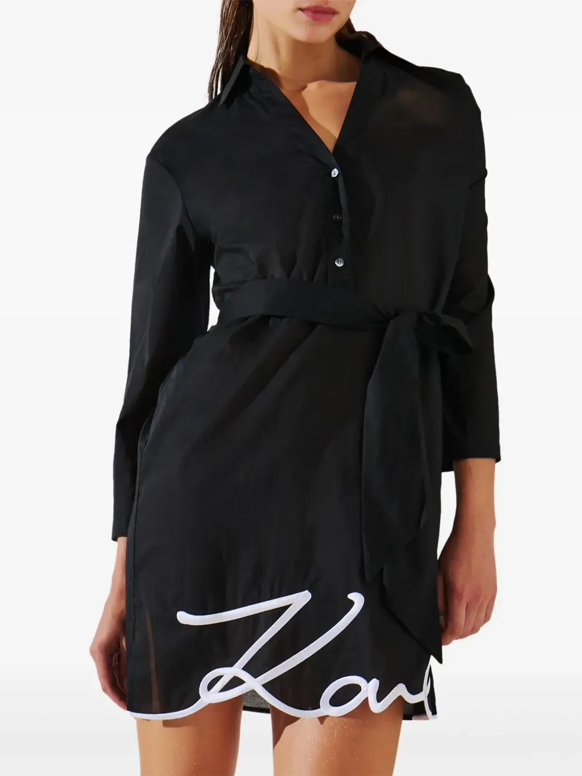 Karl Lagerfeld K/Signature シアーなビーチドレス ブラック - 画像3