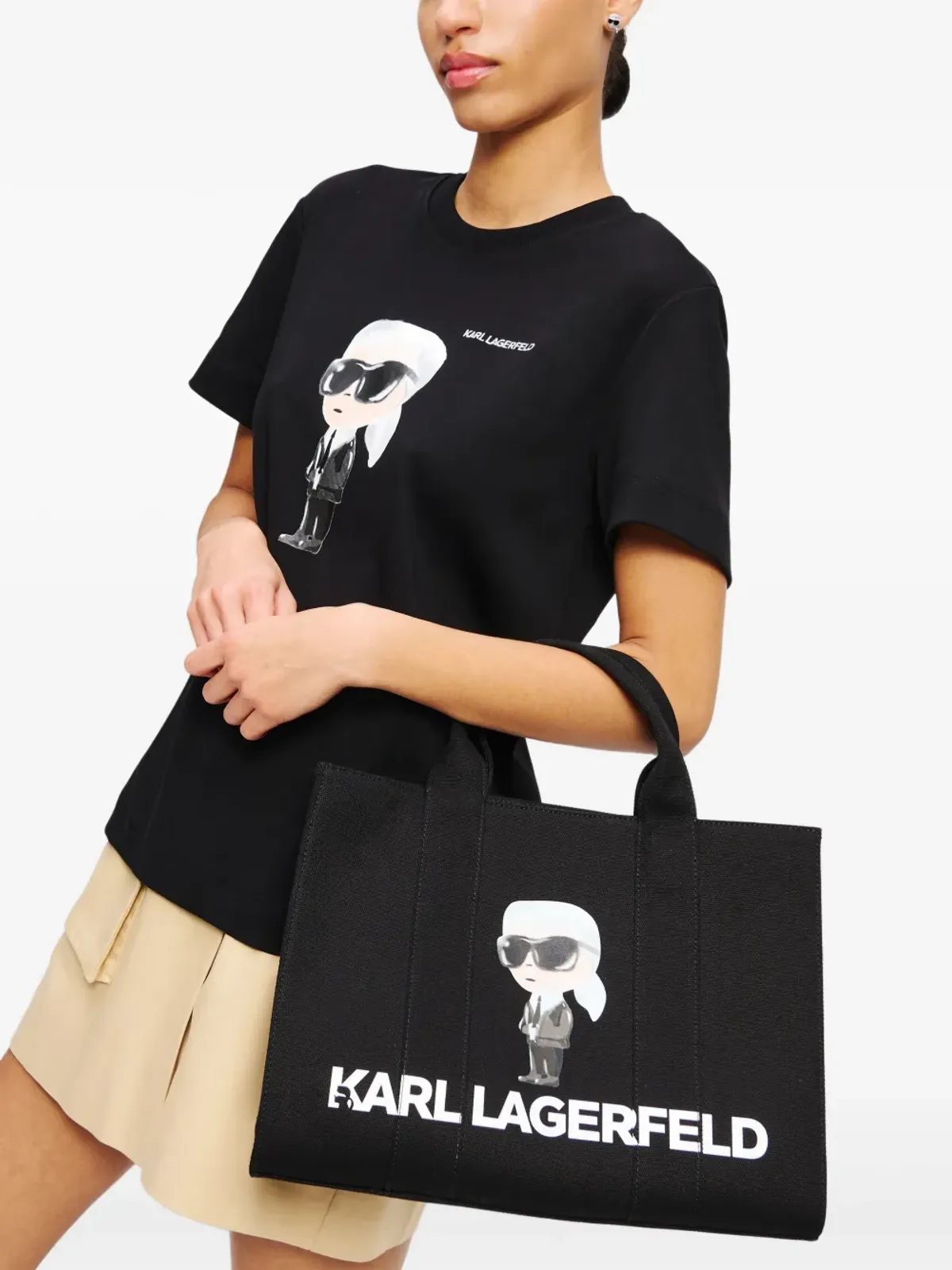 Karl Lagerfeld Ikon Aquarelle キャンバス トートバッグ - 画像2
