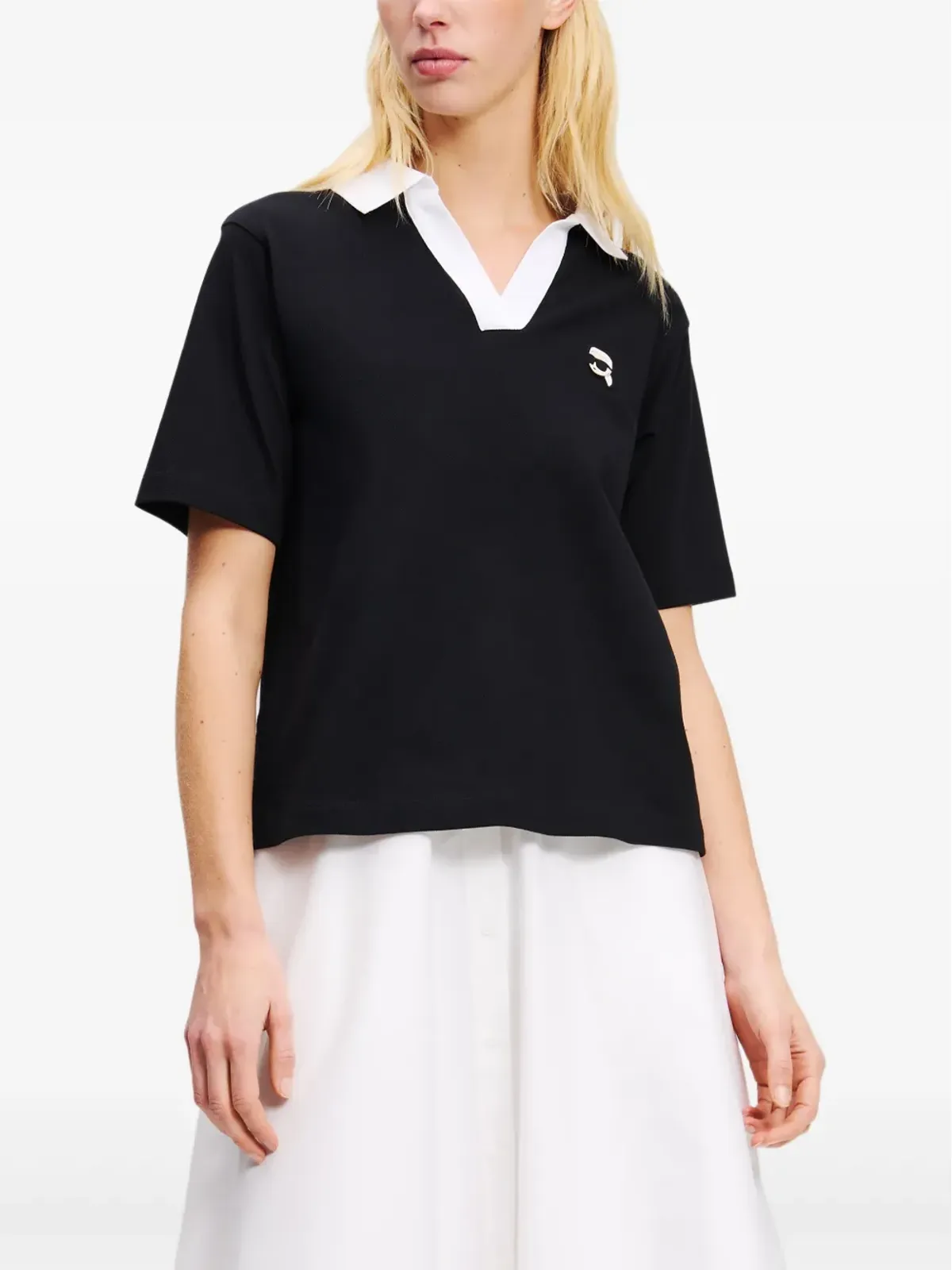 Karl Lagerfeld ロゴパッチ ポロトップ - ブラック - 画像3