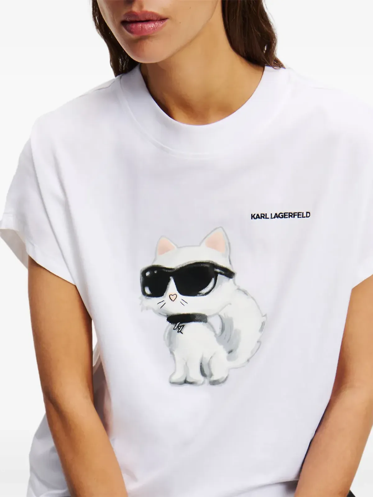Karl Lagerfeld Ikon Choupette オーバーサイズ Tシャツ - ホワイト - 画像5