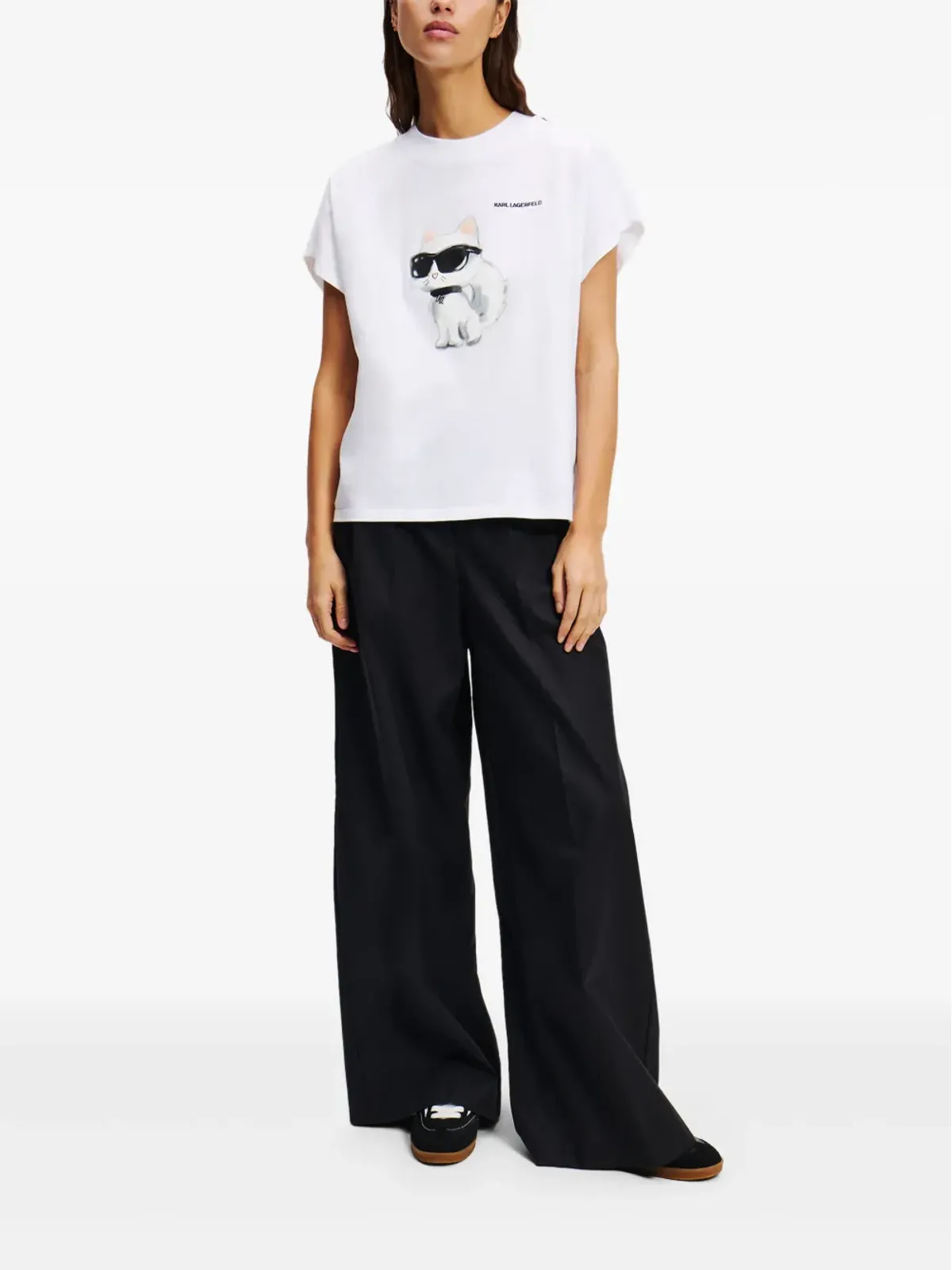 Karl Lagerfeld Ikon Choupette オーバーサイズ Tシャツ - ホワイト - 画像2