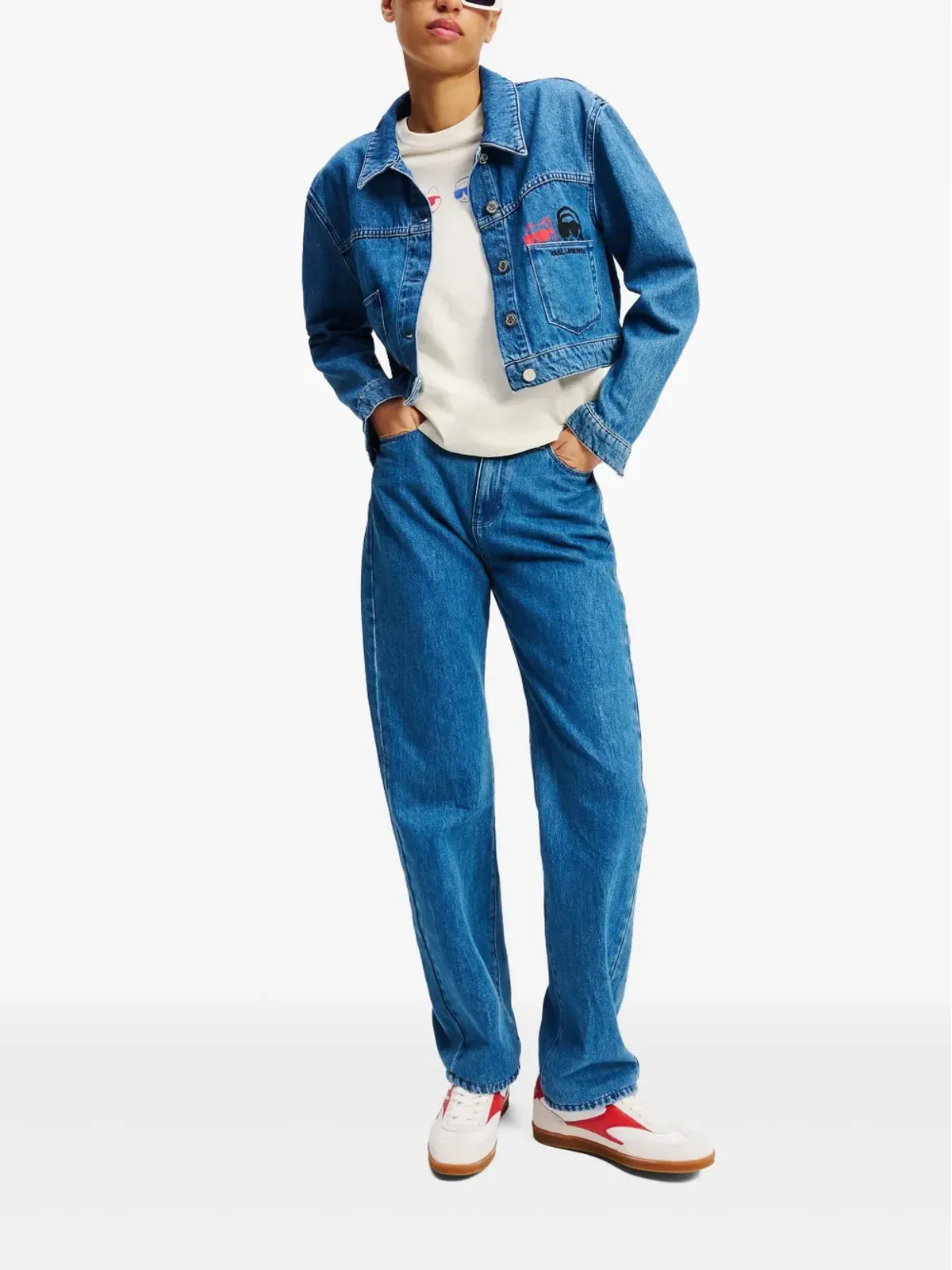 Karl Lagerfeld Ikon クロップド デニムジャケット - 画像2