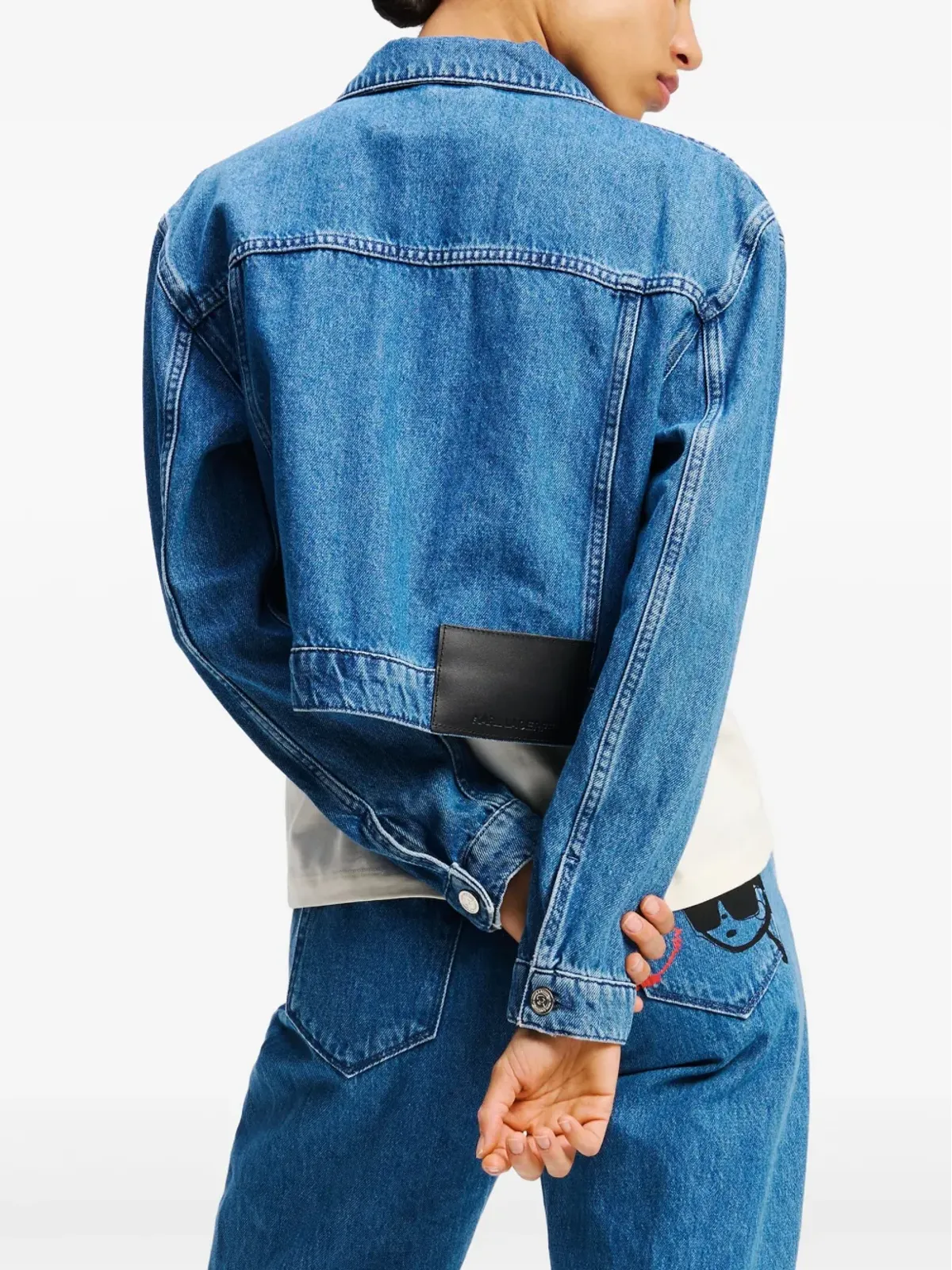 Karl Lagerfeld Ikon クロップド デニムジャケット - 画像4