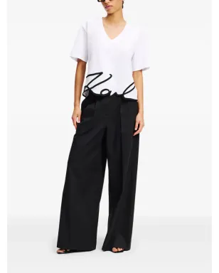 Karl Lagerfeld サイン入り Vネック Tシャツ - ホワイト - サムネイル2