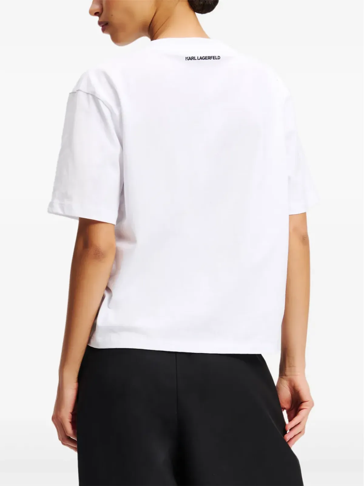 Karl Lagerfeld サイン入り Vネック Tシャツ - ホワイト - 画像4