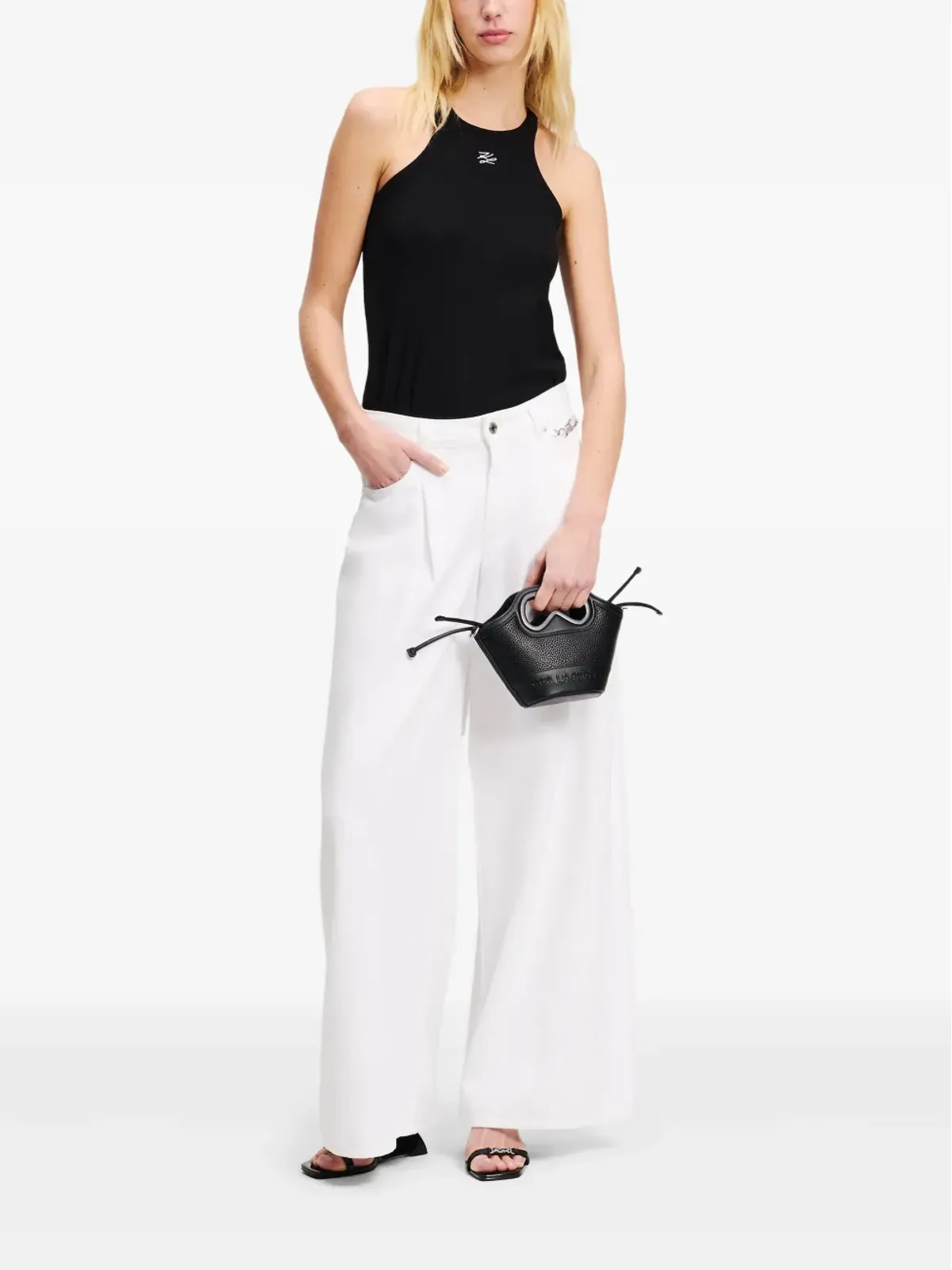 Karl Lagerfeld ミッド-ライズ ワイドレッグ ジーンズ - ホワイト - 画像2