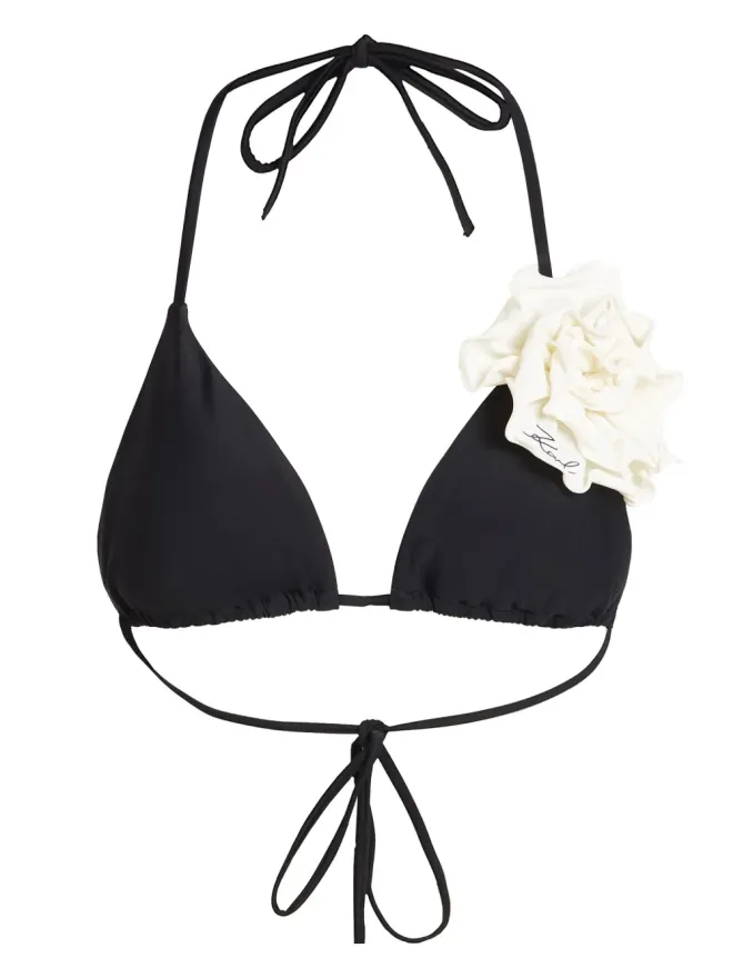 Karl Lagerfeld Karl Lagerfeld DNAフラワー柄ビキニトップ ブラックの商品画像
