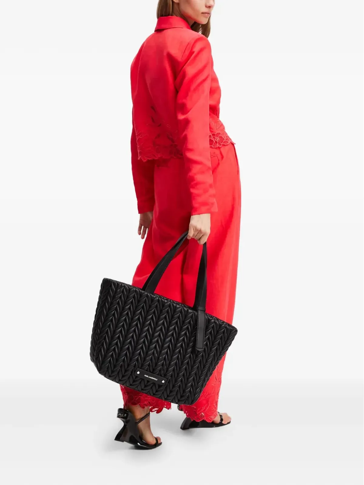 Karl Lagerfeld 刺繍入りクロップドジャケット - 画像2