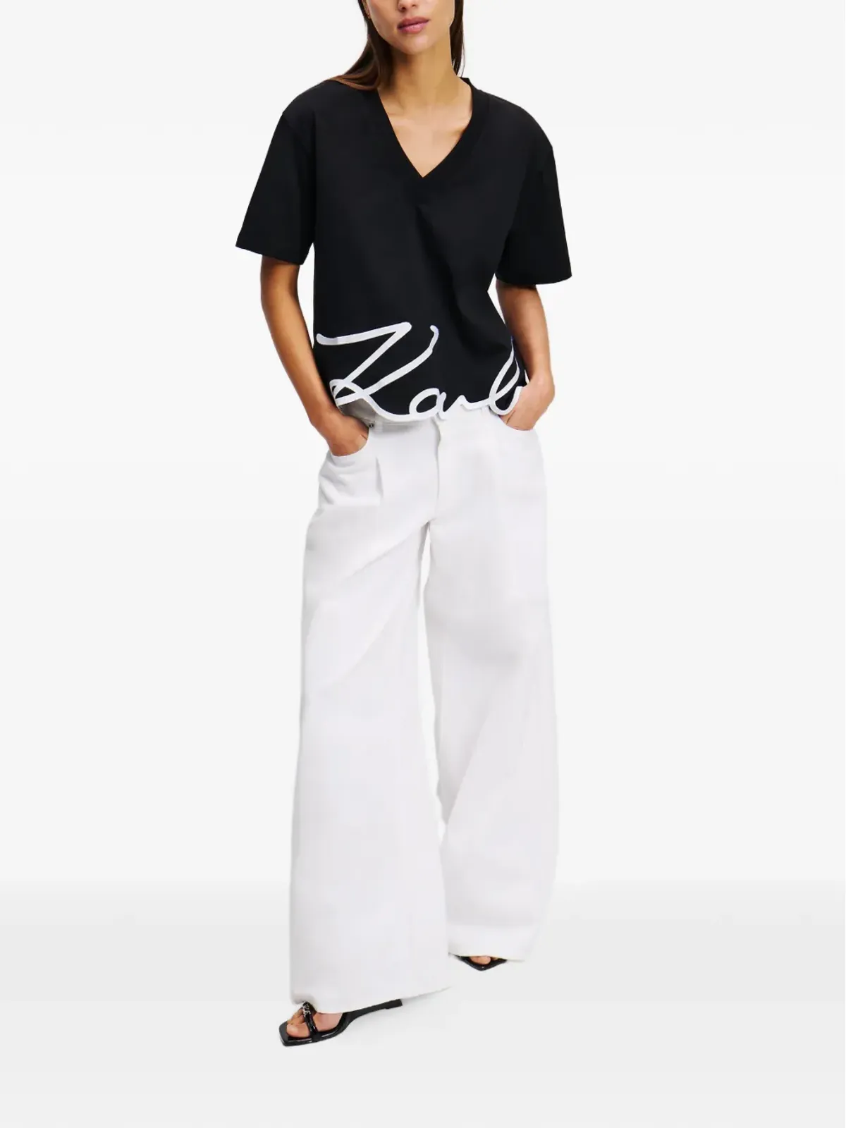 Karl Lagerfeld シグネチャーTシャツ ブラック - 画像2